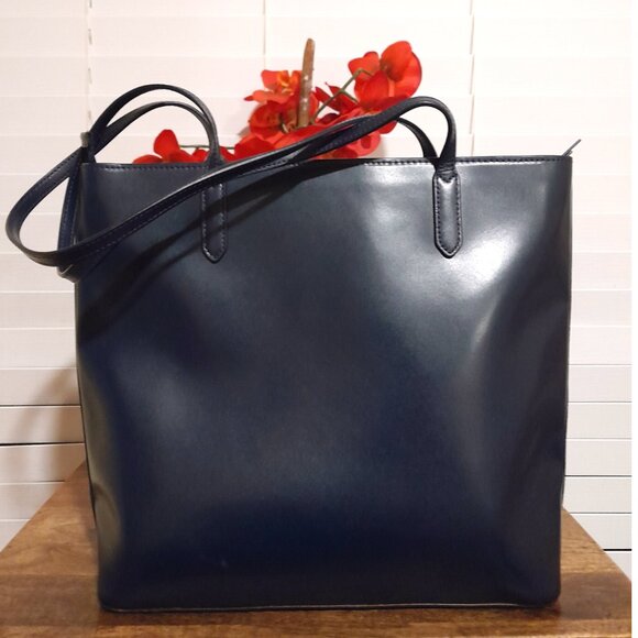 Kate Spade Newyork Leather Large Jana Shoulder Tote Bag Dark Blue - Picture 9 of 10